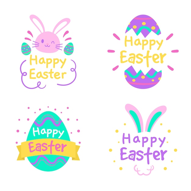 Free Vector hand drawn easter day badge collection