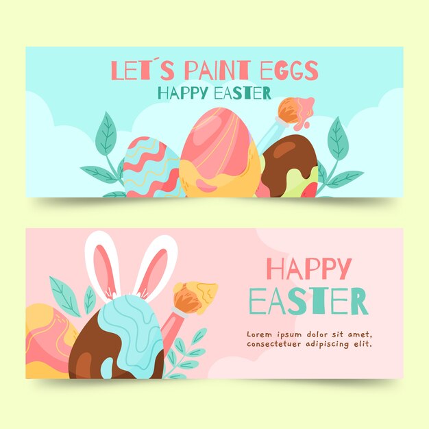 Hand-drawn easter day banner collection