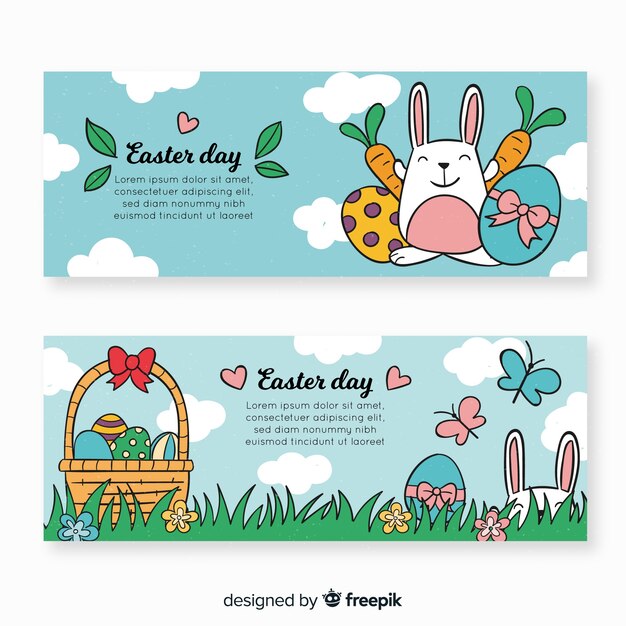 Hand drawn easter day banner