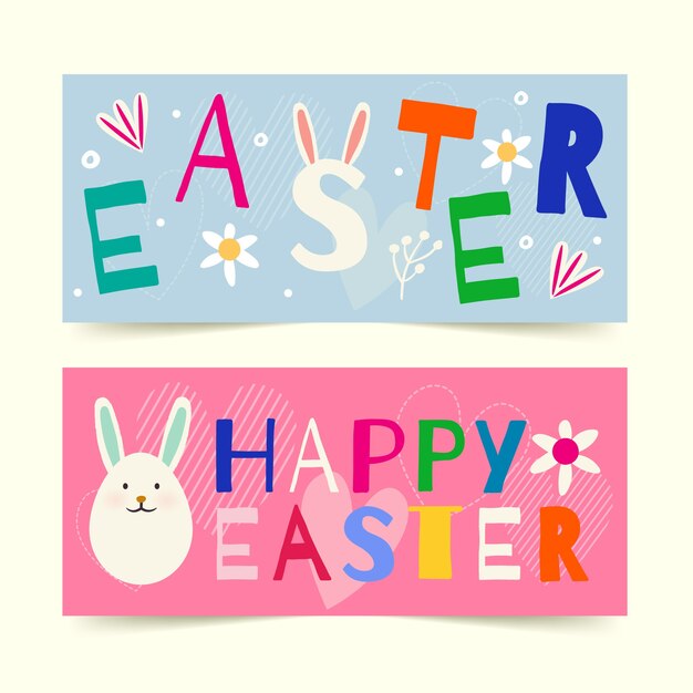 Hand-drawn easter day banner