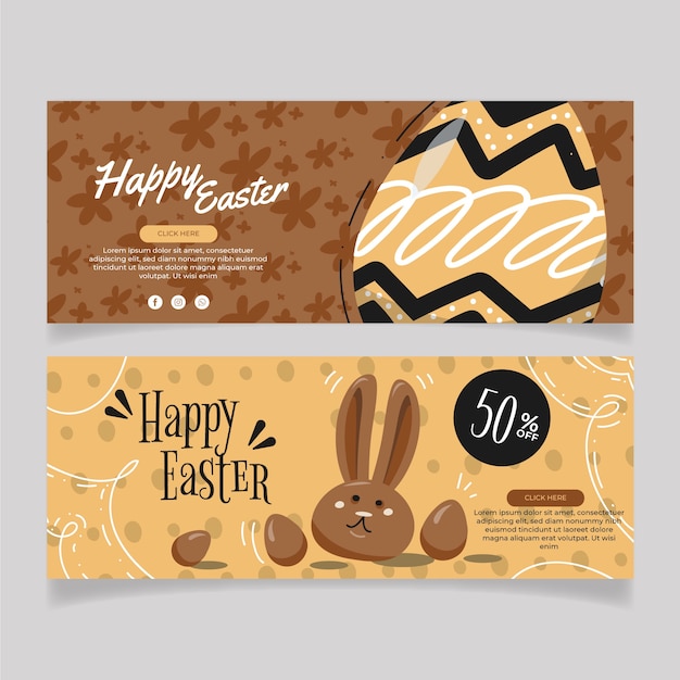 Free Vector hand drawn easter day banners