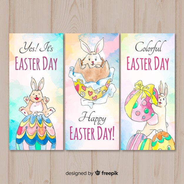 Hand drawn easter day card collection