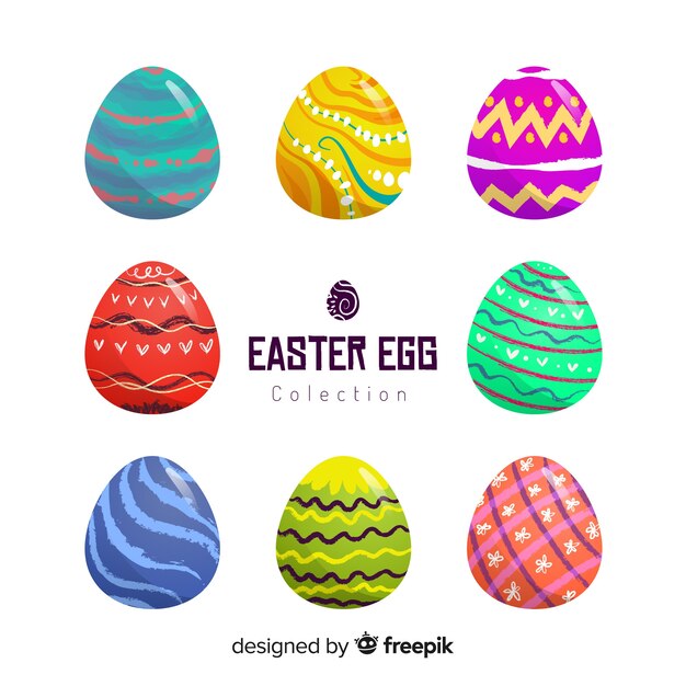 Hand drawn easter day egg collection