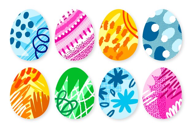 Hand-drawn easter day egg collection