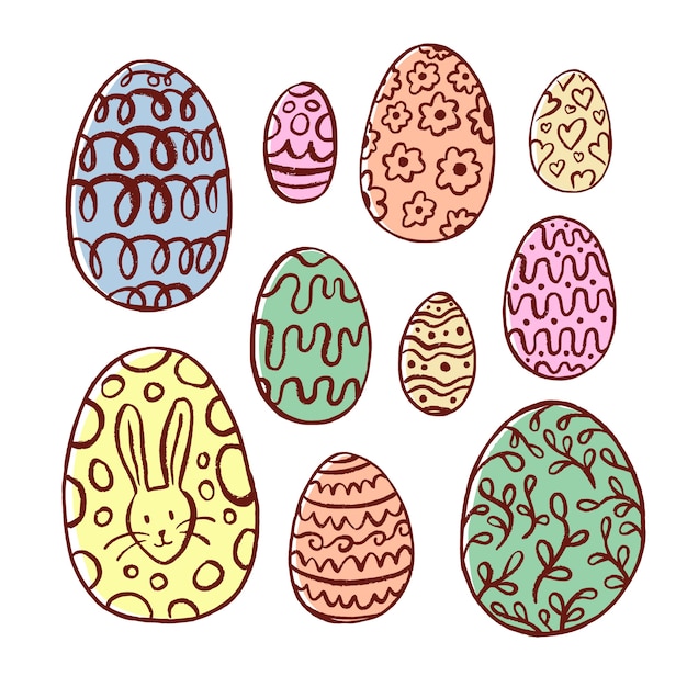 Hand drawn easter day egg collection