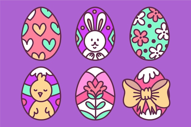 Hand drawn easter day egg collection