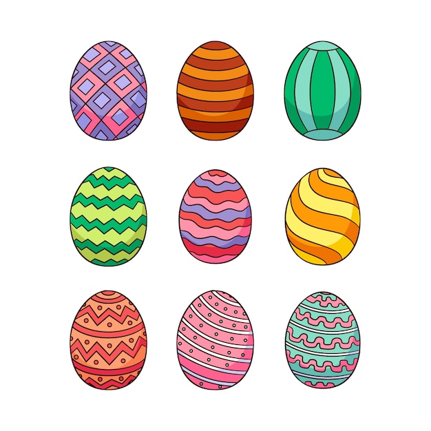 Hand drawn easter day egg collection