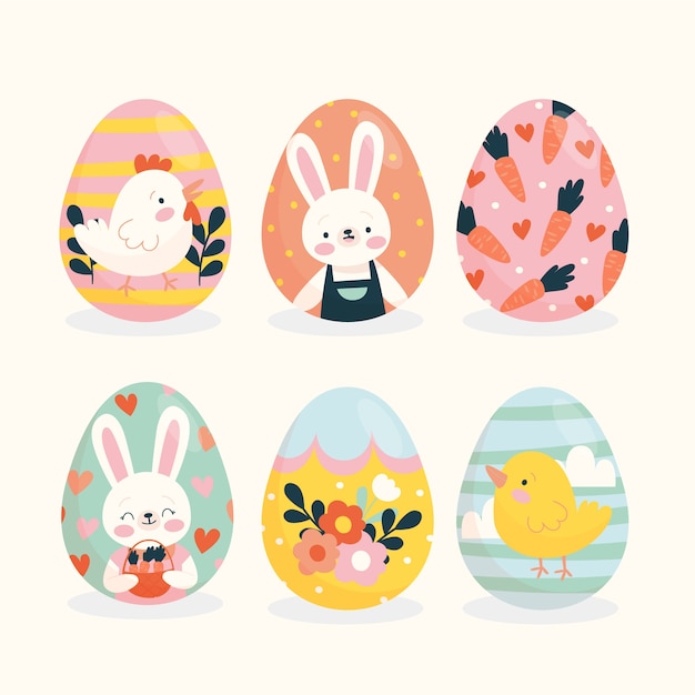 Hand drawn easter day egg collection