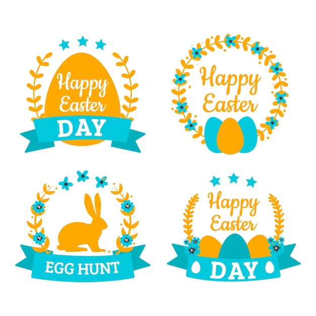 Free Vector hand drawn easter day label/badge collection