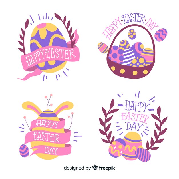 Hand drawn easter day label collection