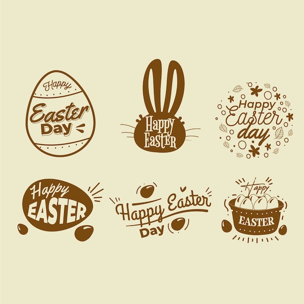 Free Vector hand drawn easter day label collection