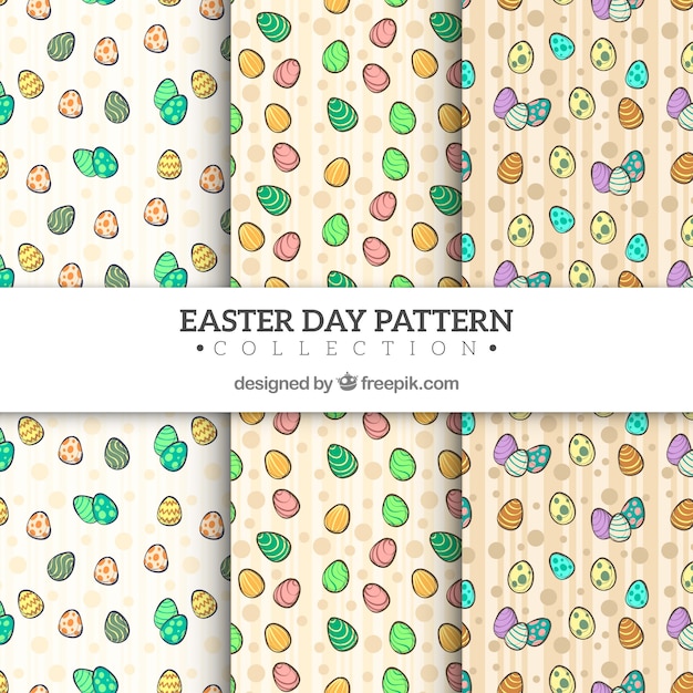 Free vector hand drawn easter day pattern collection