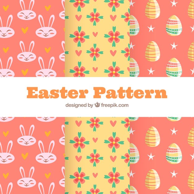 Hand drawn easter day pattern collection