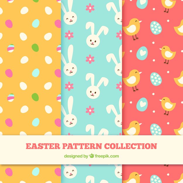 Hand drawn easter day pattern collection