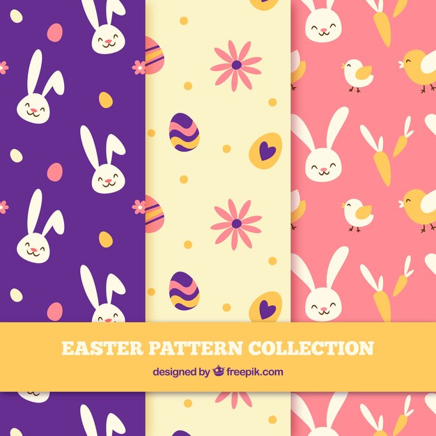 Hand drawn easter day pattern collection