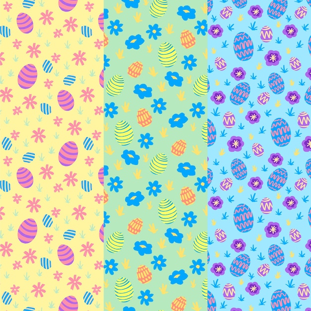 Hand drawn easter day pattern collection