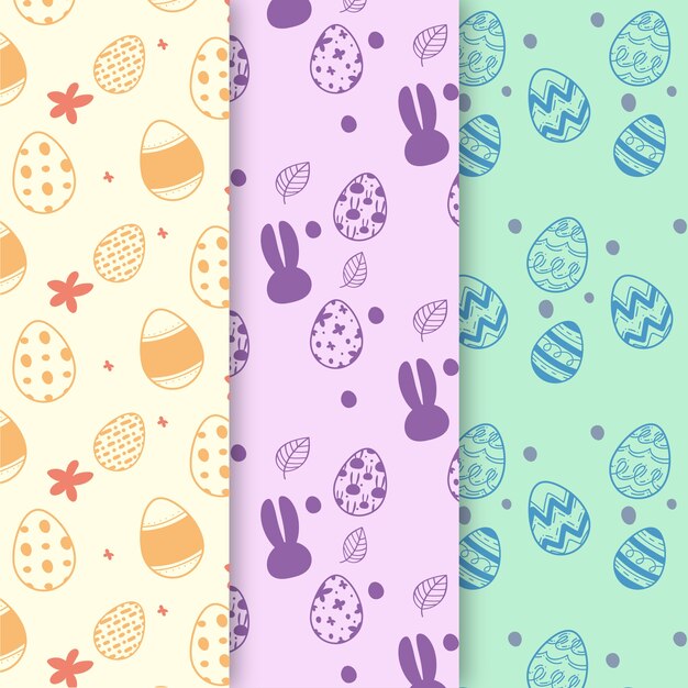 Hand drawn easter day pattern collection