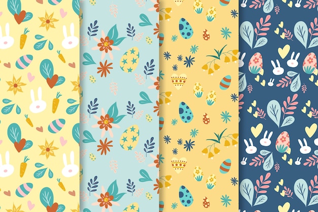 Hand drawn easter day pattern collection