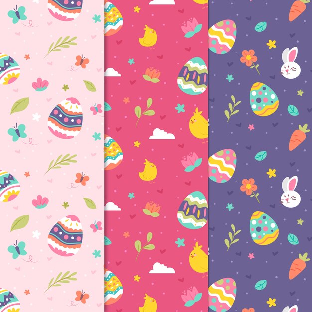 Hand drawn easter day pattern collection