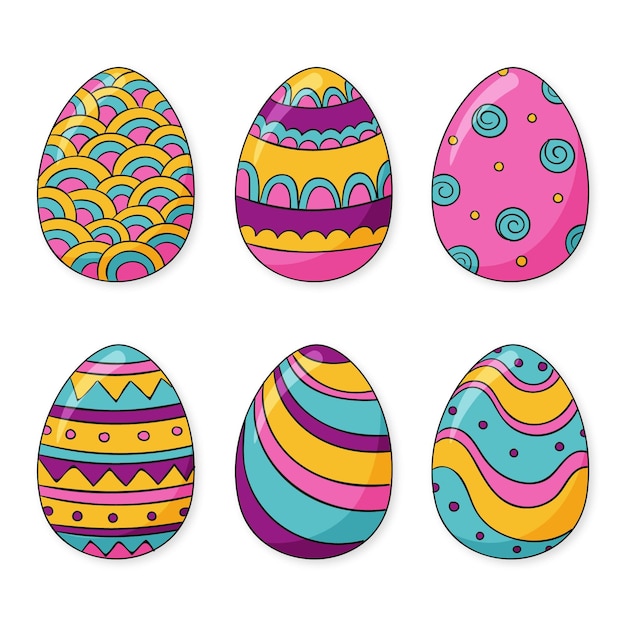 Hand drawn easter egg collection