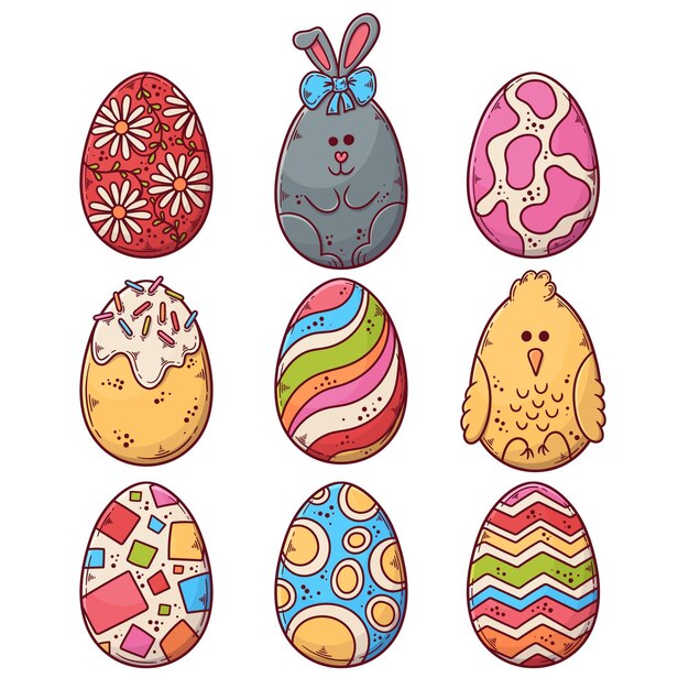 Hand drawn easter egg collection