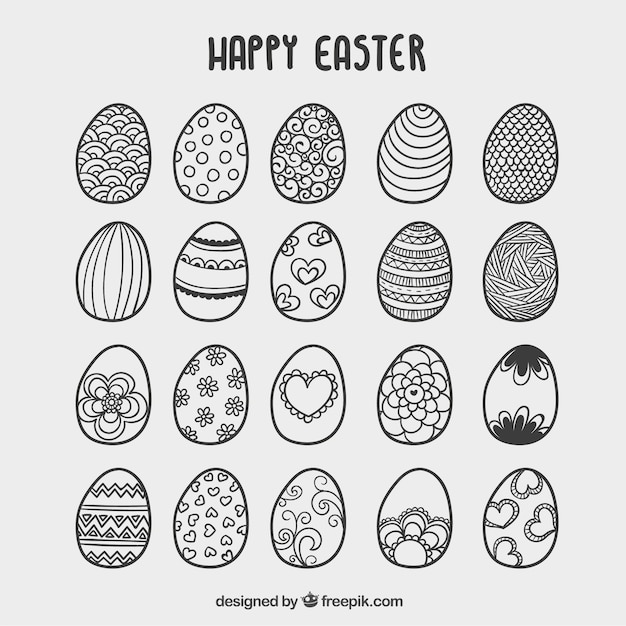 Hand drawn easter eggs card