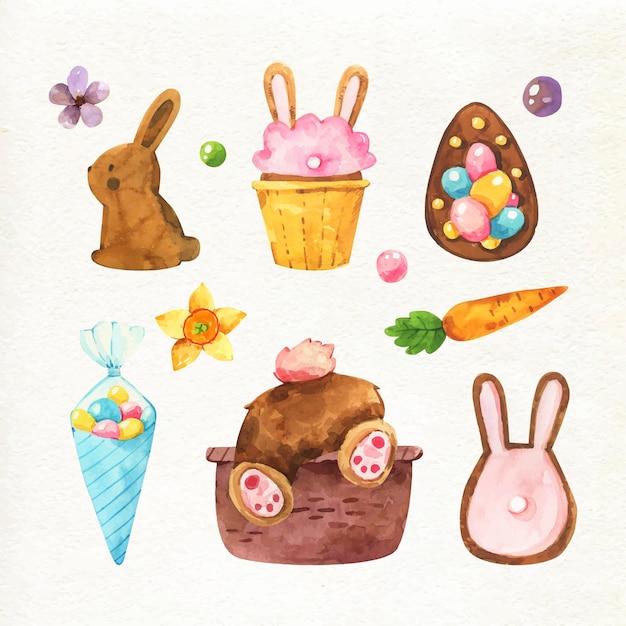 Free Vector hand drawn easter element collection