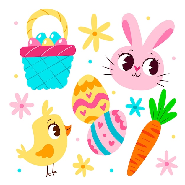 Free Vector hand drawn easter element collection