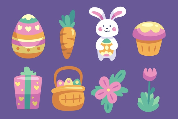 Hand drawn easter element collection