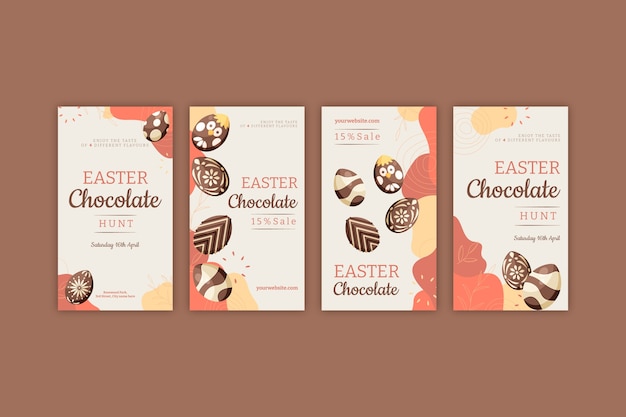 Free Vector hand drawn easter instagram stories collection