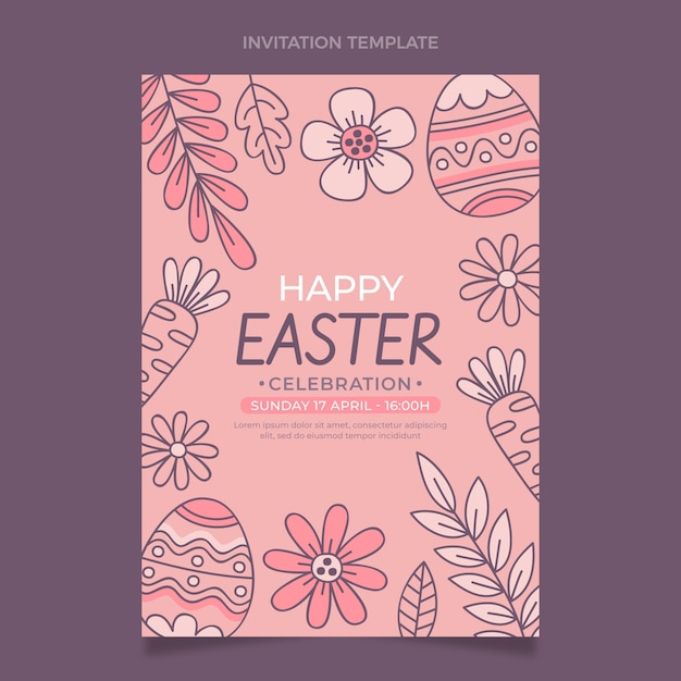 Hand drawn easter invitation template