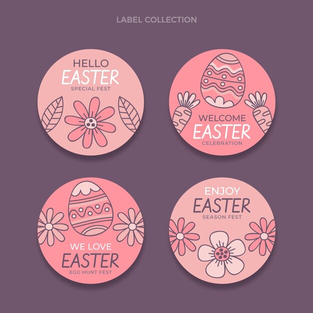 Hand drawn easter labels collection