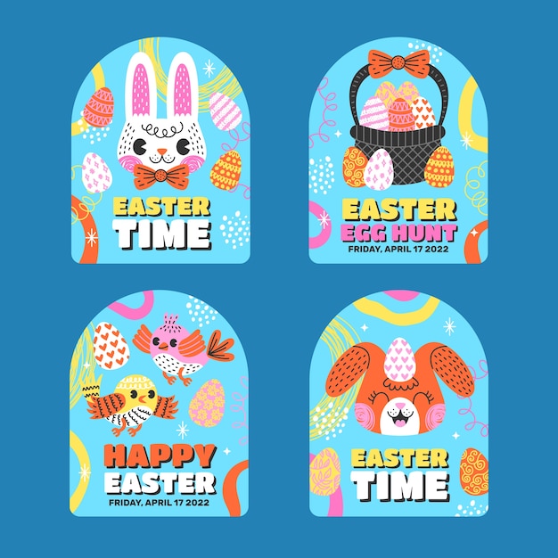 Hand drawn easter labels collection