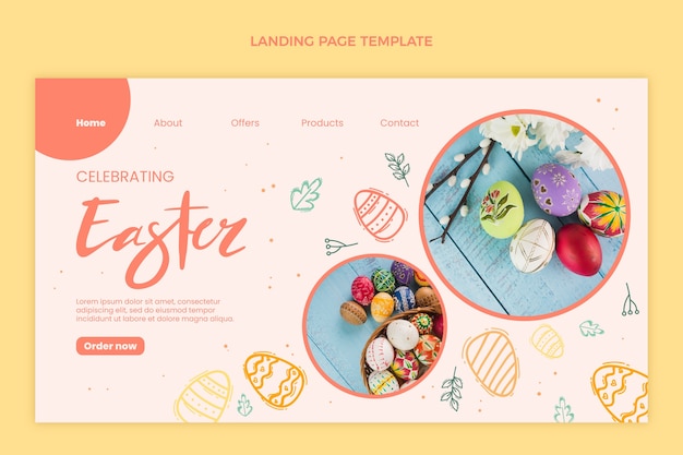 Hand drawn easter landing page template