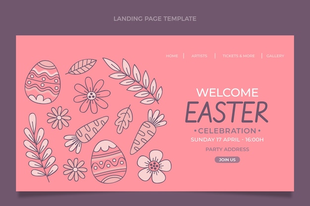 Free Vector hand drawn easter landing page template