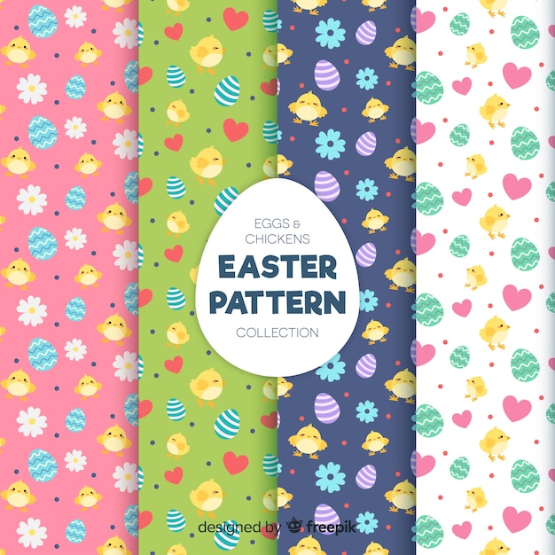 Hand drawn easter pattern pack