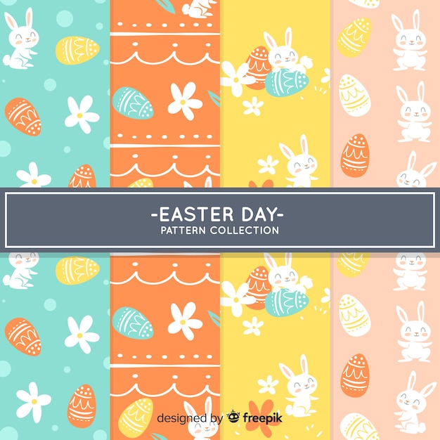 Hand drawn easter pattern pack