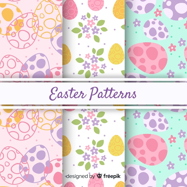 Free vector hand drawn easter pattern set