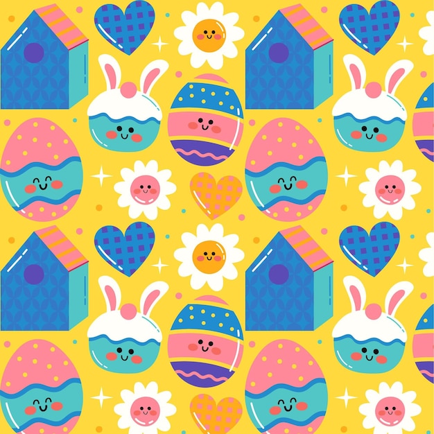 Hand drawn easter pattern