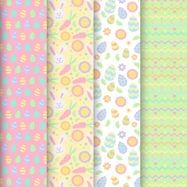 Hand drawn easter patterns set