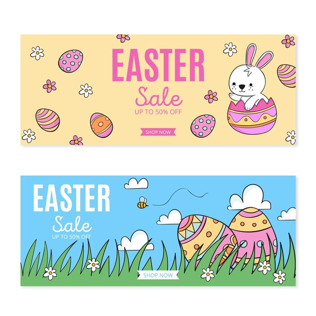 Hand drawn easter sale banner