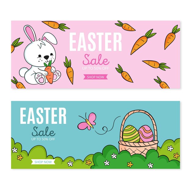 Hand drawn easter sale banner