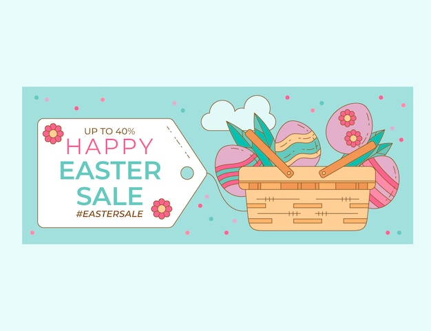 Free Vector hand drawn easter sale horizontal banner template