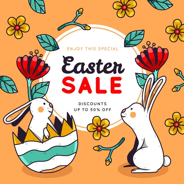 Hand drawn easter sale illustration