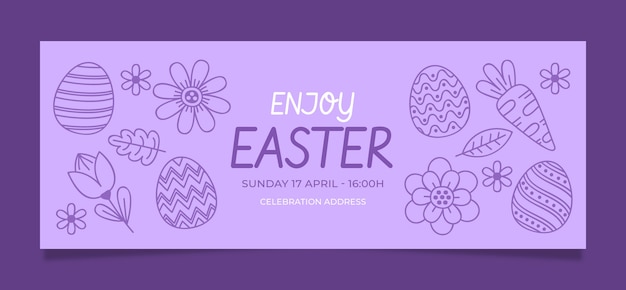 Hand drawn easter social media cover template