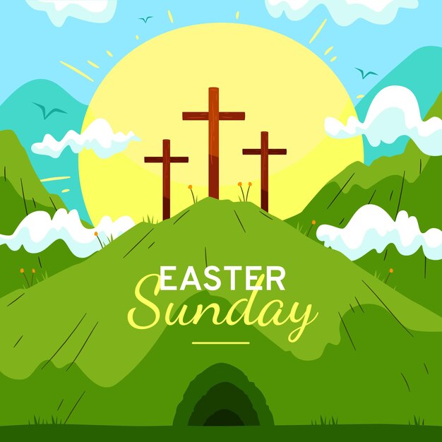 Hand-drawn easter sunday illustration