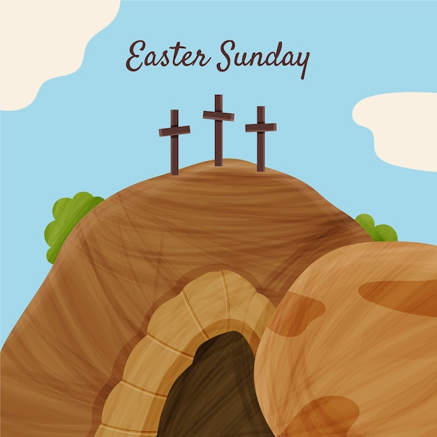 Hand drawn easter sunday illustration