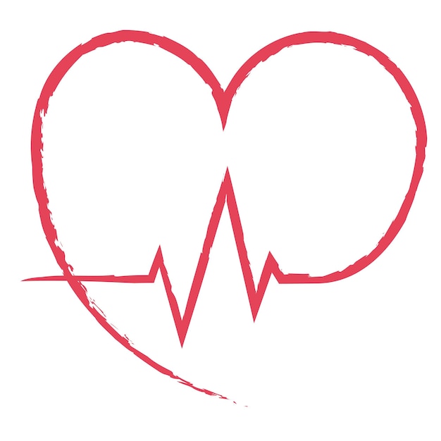 Free Vector hand drawn ecg line connected with heart