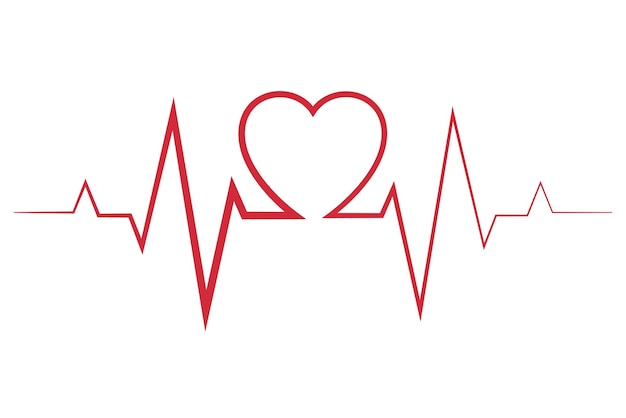 Hand Drawn Ecg Line Heartbeat Middle Heart