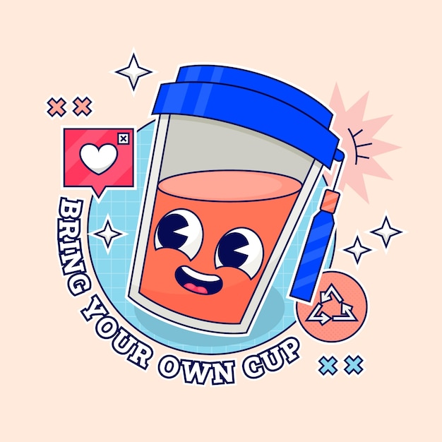 Hand drawn eco cup illustration